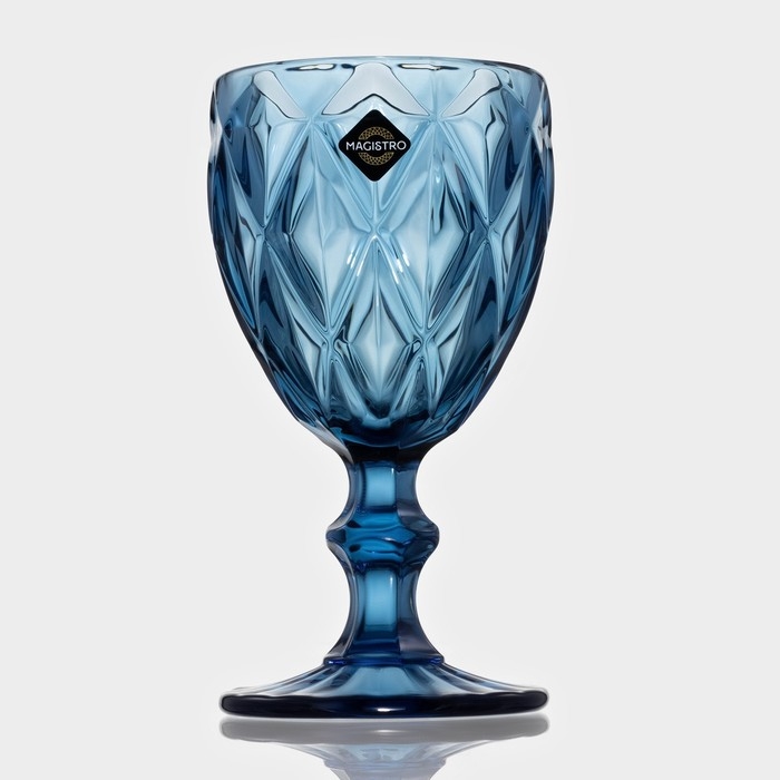 Набор бокалов для вина из стекла Magistro &laquo;Круиз&raquo;, 250 мл, 8&times;15,3 см, 6 шт, цвет синий
