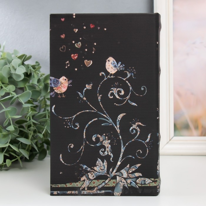 Сейф-книга дерево кожзам Сейф-книга дерево кожзам "Птицы и завитки" 21х13х5 см