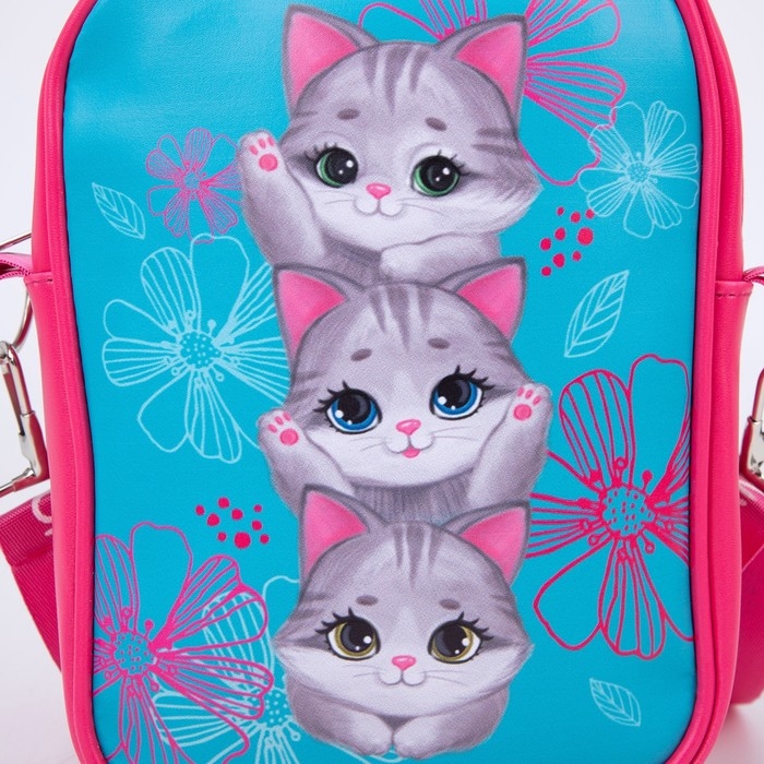 Сумка на ремешке детская для девочки &laquo;Три котенка&raquo;, 15&times;5&times;21