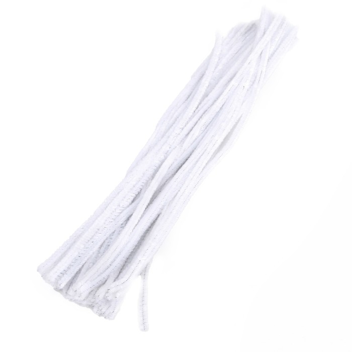 Проволока с ворсом для поделок и декора набор 50 шт., размер 1 шт. 30 &times; 0,6 см, цвет белый