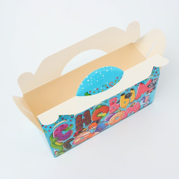 Новый год. Подарочная коробка, С Новым годом Новый год. Подарочная коробка, С Новым годом"Сладкий пончик" с игрой и анимацией 25*9,5*11 см.