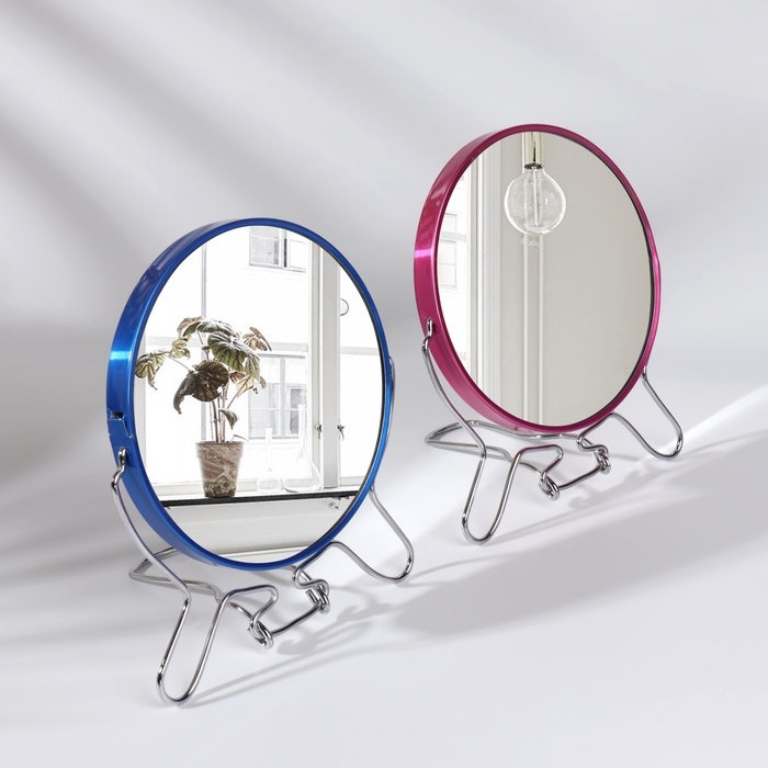Зеркало настольное - подвесное, двустороннее, с увеличением, d зеркальной поверхности 11,5 см, МИКС Зеркало настольное - подвесное, двустороннее, с увеличением, d зеркальной поверхности 11,5 см, МИКС