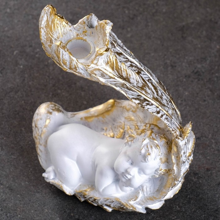 Подсвечник Подсвечник "Ангелочек спит на крыле" 23см