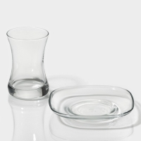 Набор стеклянный чайный Lav &laquo;Дзен&raquo;, 12 предметов: стаканы 155 мл (6 шт), блюдца d=14 см (6 шт)