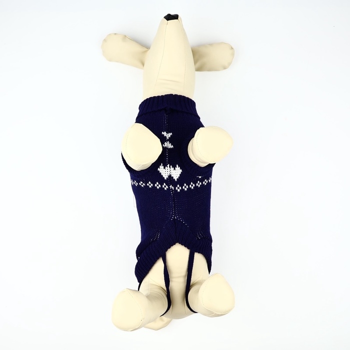 Одежда для собак. Свитер вязаный с орнаментом &laquo;Новогодний&raquo;, синий, размер L