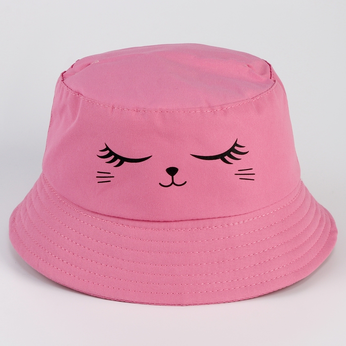 Панама детская для девочки &laquo;Кошка&raquo;, +ушки-заколки, цвет розовый, р-р 54