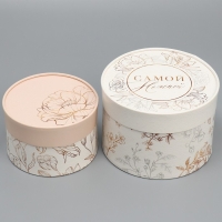 Набор шляпных коробок 2 в 1, упаковка подарочная, &laquo;Нежность&raquo;, 16 х 11.5, 13 х 9 см