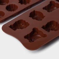 Набор форм для конфет и шоколада Доляна &laquo;Ассорти&raquo;, 3 шт, силикон, цвет коричневый