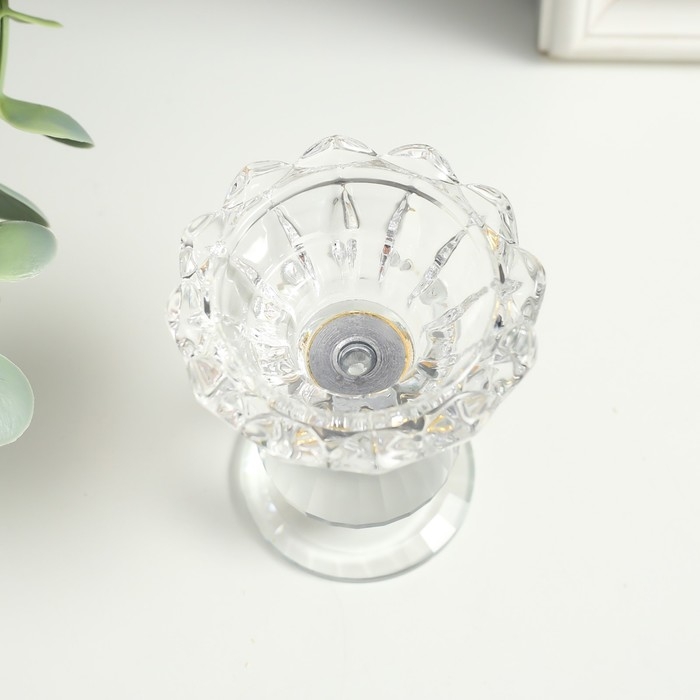 Подсвечник стекло на 1 свечу "Распустившийся бутон" 8х7х7 см