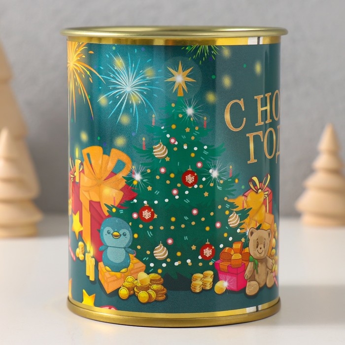 Копилка-банка металл Копилка-банка металл "С новым годом"