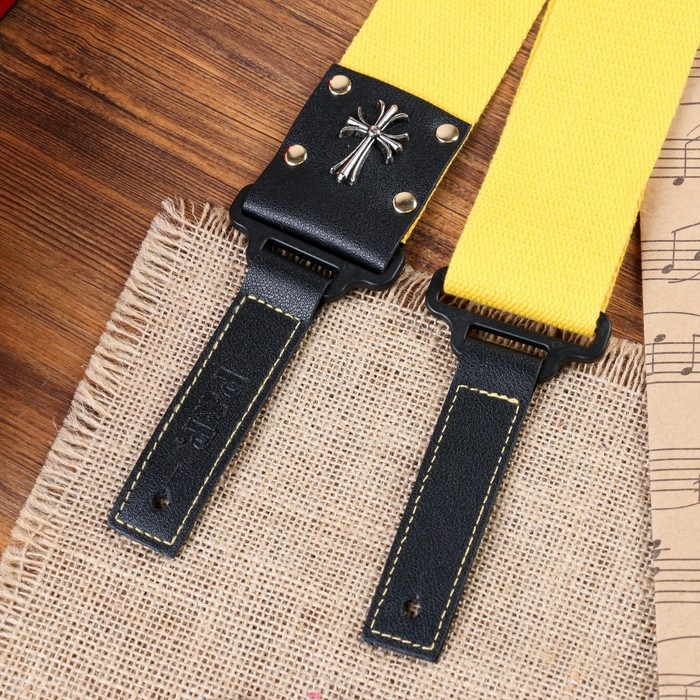 Ремень для гитары Music Life Крест, желтый, 95-155 см Ремень для гитары Music Life Крест, желтый, 95-155 см