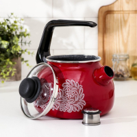 Чайник со свистком &laquo;Вологодское кружево&raquo;, 2 л, фиксированная ручка, индукция