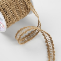 Тесьма декоративная холщовая &laquo;Зиг-заг&raquo;, 12 мм, 10 &plusmn; 0,5 м, цвет бежевый