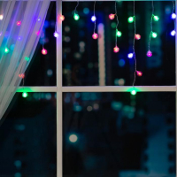 Гирлянда &laquo;Бахрома&raquo; 1.8 &times; 0.5 м с насадками &laquo;Ёжики&raquo;, IP20, прозрачная нить, 48 LED, свечение мульти (RG/RB), мигание, 220 В