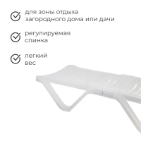 Шезлонг пластиковый, 192 х 62 х 32 см, цвет белый Шезлонг пластиковый, 192 х 62 х 32 см, цвет белый