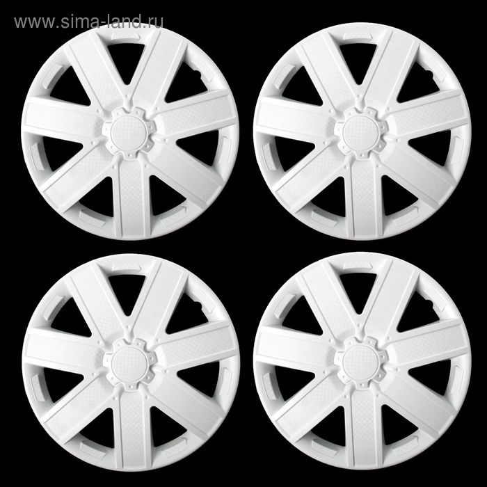 Колпаки колесные R14 "ГАЛАКСИ", белый глянец карбон, набор 4 шт