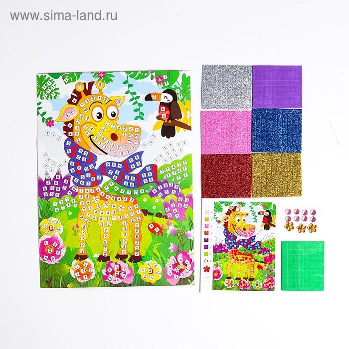 Мозаика стикерная &laquo;Жираф в шарфике&raquo; блестки, стразы