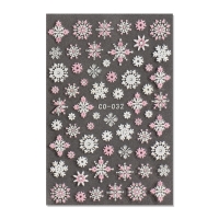 Новый год! Наклейки для ногтей &laquo;Снежинки&raquo;, объемные, цвет белый/розовый