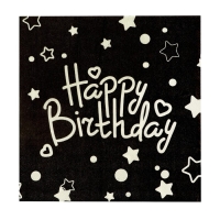 Салфетки бумажные «С Днём Рождения» 33×33 см, набор 20 шт., цвет чёрный Салфетки бумажные «С Днём Рождения» 33×33 см, набор 20 шт., цвет чёрный
