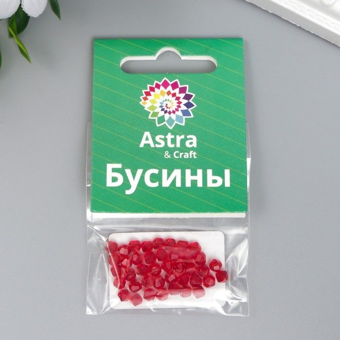 Бусины стеклянные 4 мм (набор 40 шт), Z-439 (806 красный) Бусины стеклянные 4 мм (набор 40 шт), Z-439 (806 красный)