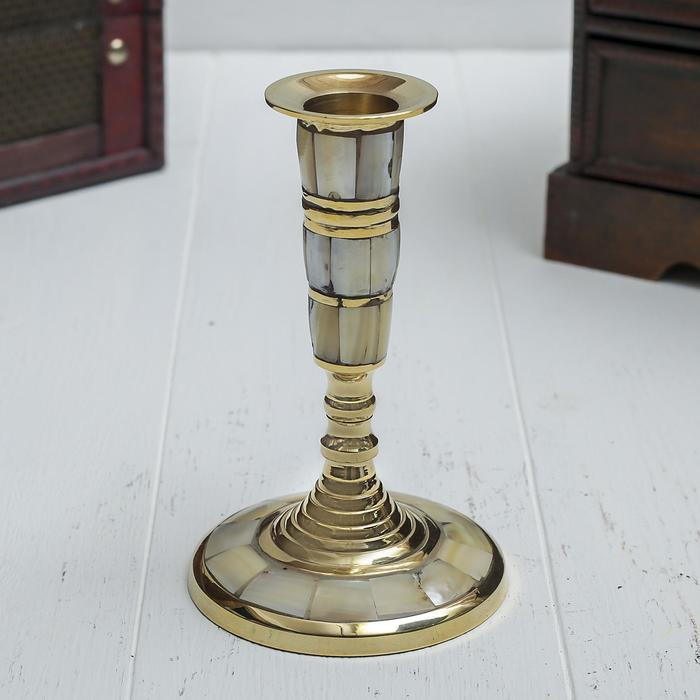 Подсвечник с перламутром Подсвечник с перламутром "Счастье" на 1 свечу, латунь 8,5х8,5х12,5 см