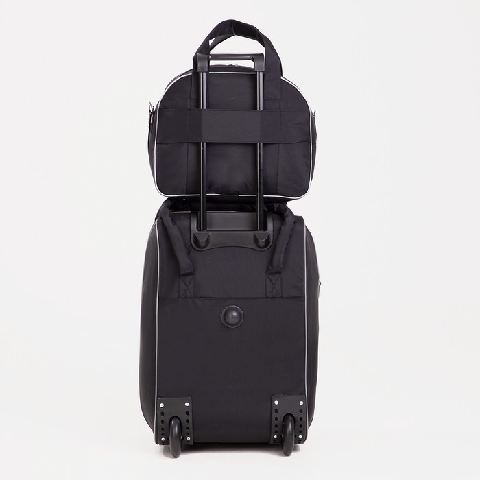 Чемодан малый 37 л (S), с расширением, сумка дорожная на молнии, цвет чёрный