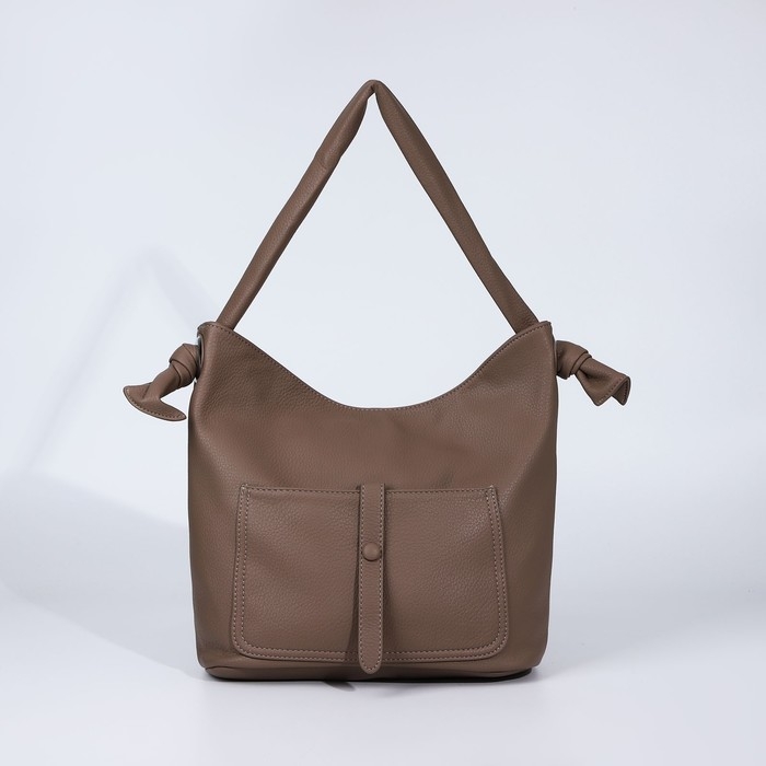 Сумка-тоут на молнии, 2 наружных кармана, цвет коричневый Сумка-тоут на молнии, 2 наружных кармана, цвет коричневый