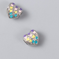 Бусина для творчества металл "Сердце с сердечками" серебро, эмаль 1.1 см Бусина для творчества металл "Сердце с сердечками" серебро, эмаль 1.1 см