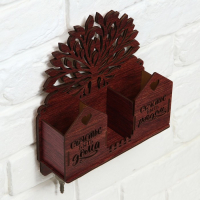 Ключница настенная с полкой &laquo;Счастье быть дома&raquo;.