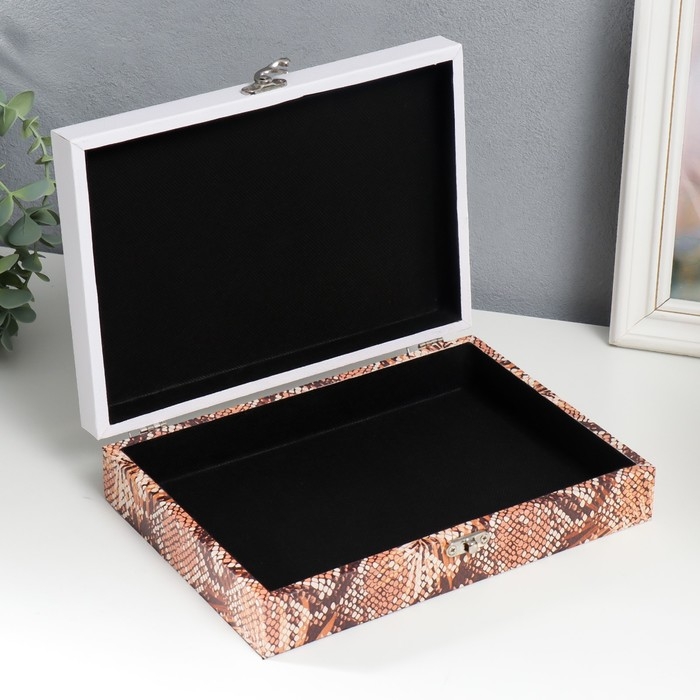 Шкатулка дерево "Змеиная кожа" кожзам 5,5х24х17 см