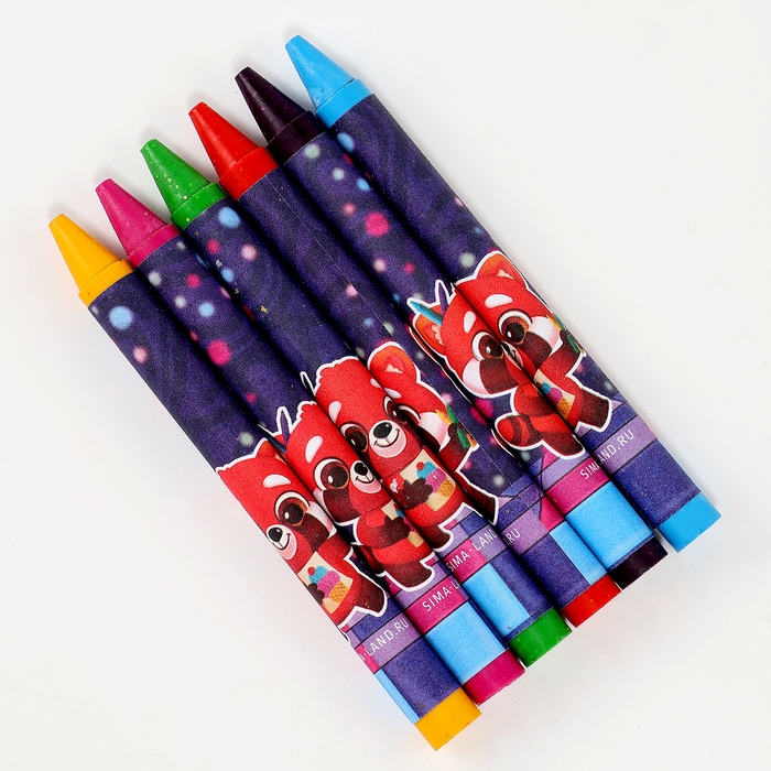 Восковые мелки - карандаши с блёстками «Панда», 6 цветов Восковые мелки - карандаши с блёстками «Панда», 6 цветов