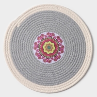 Салфетка сервировочная на стол Доляна &laquo;Мира&raquo;, d=38 см, цвет серый, рисунок МИКС