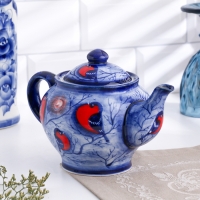 Чайник "Уют", снегири, маленький, 14 х 14 см, гжель Чайник "Уют", снегири, маленький, 14 х 14 см, гжель