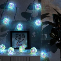 Гирлянда &laquo;Нить&raquo; 2.5 м с насадками &laquo;Фонарики&raquo;, IP20, прозрачная нить, 10 LED, свечение белое, 220 В