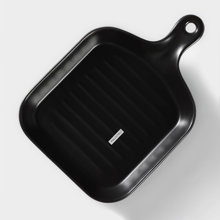 Блюдо из жаропрочной керамики для подачи Magistro &laquo;Сковорода-гриль&raquo;, 23&times;16&times;3 см, цвет чёрный