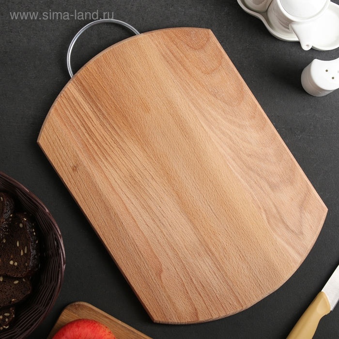 Доскa рaзделочнaя Премиум &laquo;Бочкa&raquo;, с метaллической ручкой, 35&times;24,5&times;1,8 см, бук
