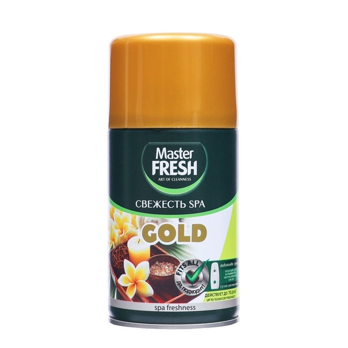 Освежитель воздуха Master FRESH GOLD, сменный балон, Свежесть SPA 250 мл Освежитель воздуха Master FRESH GOLD, сменный балон, Свежесть SPA 250 мл