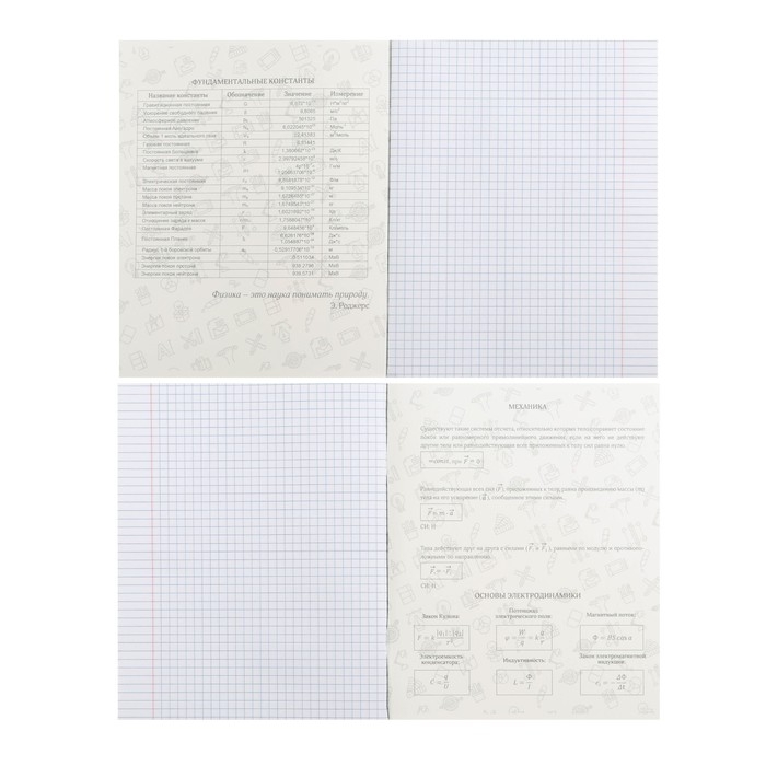 Тетрадь предметная Calligrata TOP "Животные", 48 листов в клетку Физика, со справочным материалом, обложка мелованный картон, УФ-лак, блок офсет