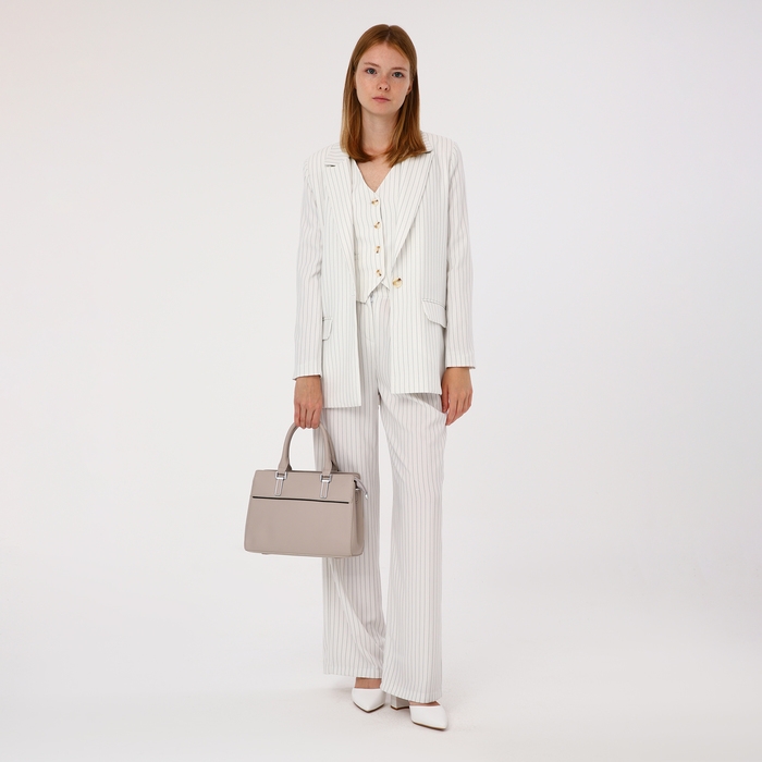 Сумка-тоут на молнии, наружный карман, цвет бежевый Сумка-тоут на молнии, наружный карман, цвет бежевый