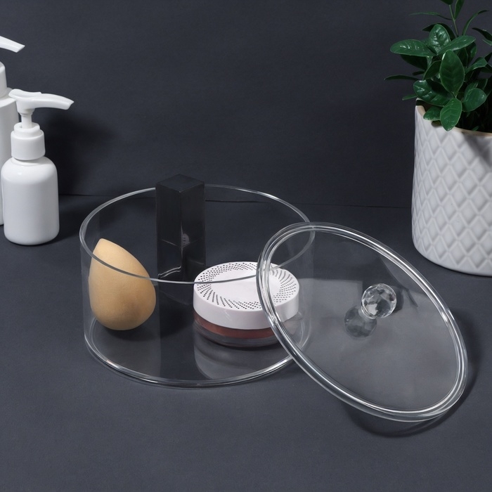 Органайзер для хранения, с крышкой, 14 &times; 14 &times; 9,3 см, цвет прозрачный