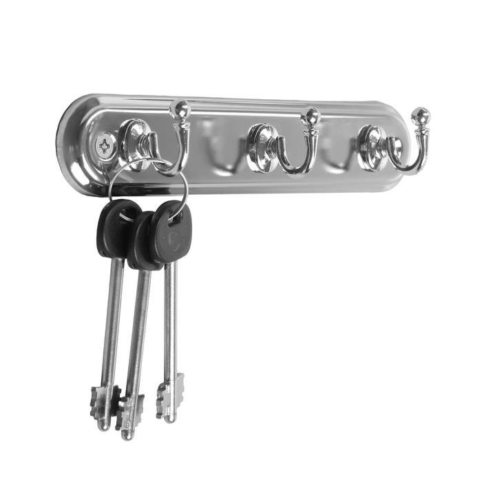 Вешалка ТУНДРА TVT002, металлическая, трёхрожковая, цвет хром