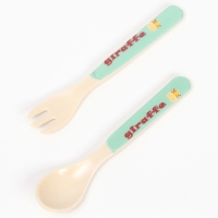 Набор детской посуды из бамбука &laquo;Жирафик&raquo;, 5 предметов: тарелка, миска, стакан, столовые приборы