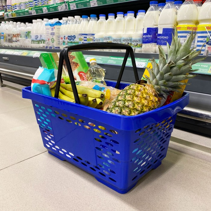 Корзина покупательская пластиковая 28 л, 50&times;34&times;26 см, цвет синий