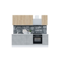 Кухня под встраиваемую технику 2400 Европа, Бетон/Дуб золотой крафт