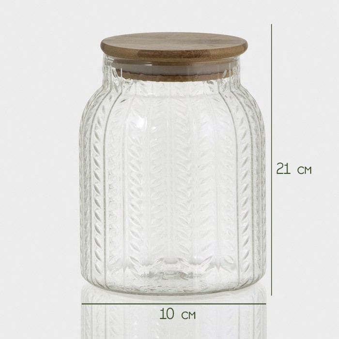 Банка стеклянная для хранения сыпучих продуктов BellaTenero &laquo;Эко. Хрусталик&raquo;, 1 л, 11&times;14,5 см, с бамбуковой крышкой