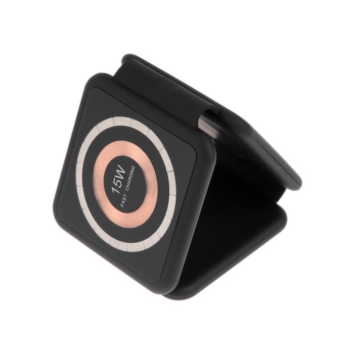 Беспроводная зарядка 3 в 1 H39, 15 W, подсветка, поддержка MagSafe, складная, стекло, чёрная Беспроводная зарядка 3 в 1 H39, 15 W, подсветка, поддержка MagSafe, складная, стекло, чёрная