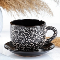 Чайная пара "Чайная" 0,5л / 12х7,5см + блюдце 15см, мрамор Чайная пара "Чайная" 0,5л / 12х7,5см + блюдце 15см, мрамор