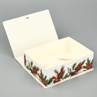 Складная новогодняя коробка-книга &laquo;Снегири&raquo;, 21 х 15 х 7 см, Новый год