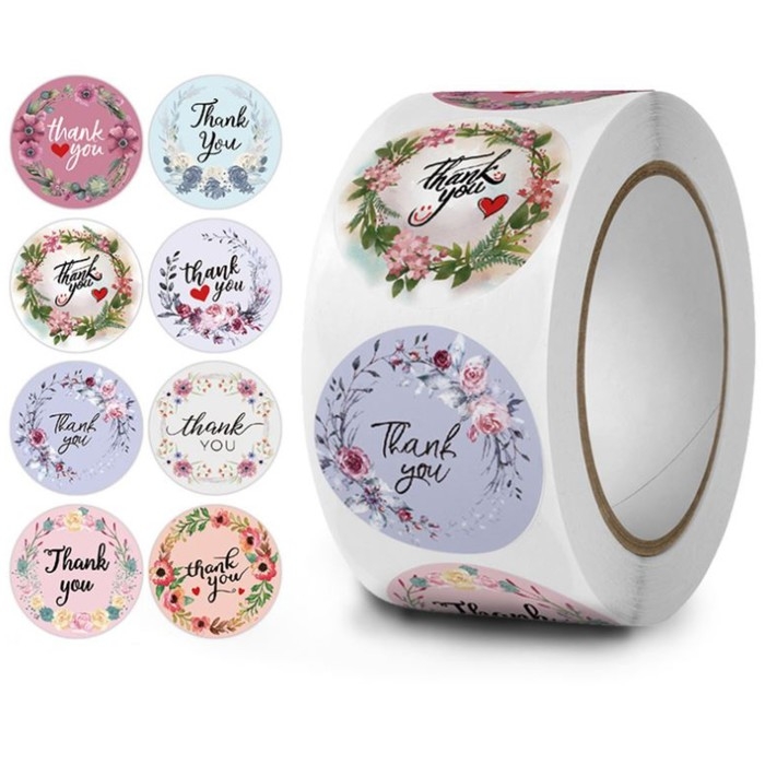 Наклейка бумага Наклейка бумага "Цветочные" d=2,5 см 500 шт в рулоне 3х6,5х6,5 см