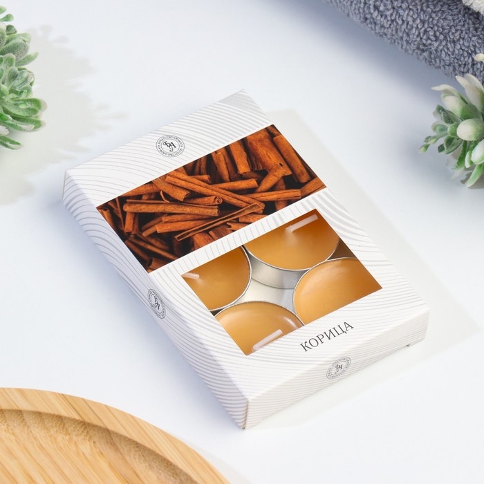 Набор чайных свечей ароматизированных Набор чайных свечей ароматизированных "Корица" в подарочной коробке, 6 шт